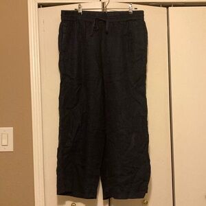 J crew high rise wide leg navy blue linen pants size Large Tall (LT)